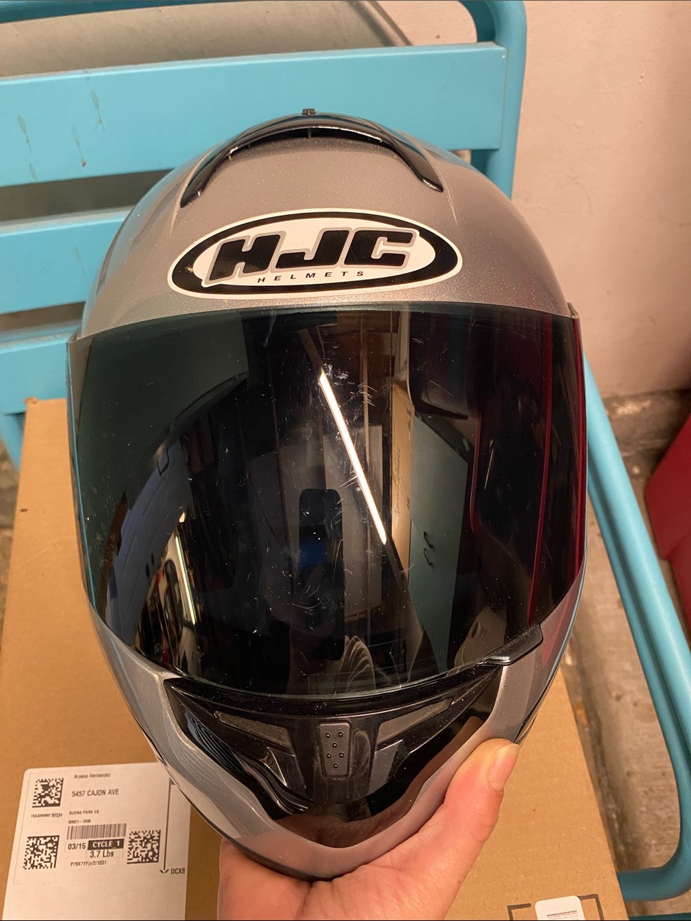 HJC -CL -16 Silver Full-Face Motorcycle Helmet - Gloss Silver size XS for women